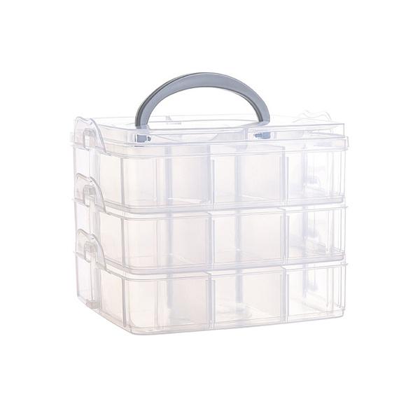 Transparenter tragbarer großer Schmuck-Organizer, abnehmbare Gitter, Schmuckaufbewahrung, Ringe, Halsketten, Box, Behälter, Fall, Display, YIY