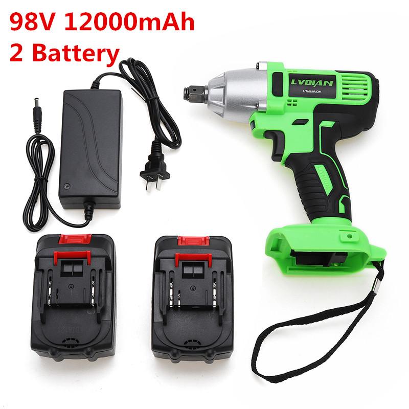 Buy 98V 320Nm Impact Drill Cordless Wrench Drill Gun Set Electric Drill