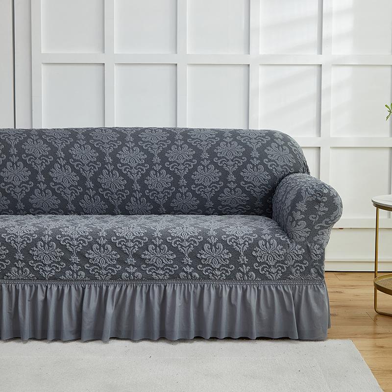 1pc European Style Flower Sofa Slipcover with Skirt Jacquard Non-slip Sofa Covers Furniture Protector for Living Room Home Decor