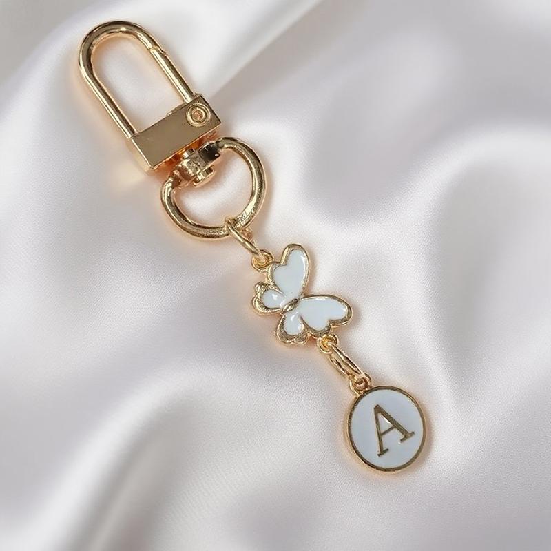 Metalowy Brelok z Literą Motyla A-Z 26 Liter Brelok Urok Uchwyt na Klucze Samochodowe Zawieszka do Torby Akcesoria Biżuteria Prezent