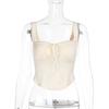 Women Small Fragrance Sexy Slim Fit Lace Trim Solid Color Camisole Top