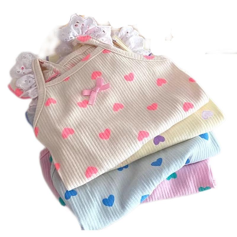 Spring and Summer Dog Thin Cute Wind Full of Love Knitted Elastic Sling Vest Cat Teddy Pet Clothes