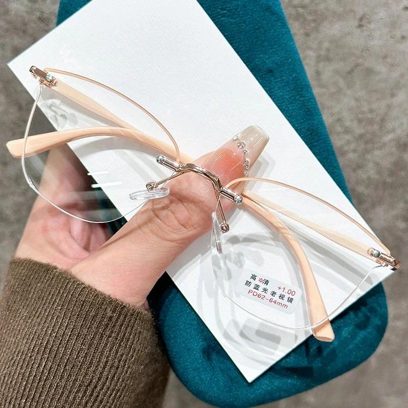 Trendy Cat Eye Reading Glasses Luxury Design for Men Women Fashion Presbyopia Eyewear Far Sight Eyeglasses