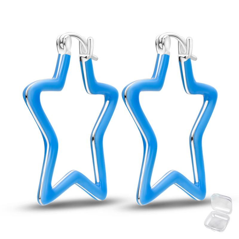 925 Silver Earrings Blue Zircon Stars Butterfly Love Heart Jewelry Women Earrings Luxury Accessories Graduation Gift