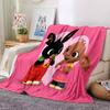 Rainbow Bing Friends Singing Flannel Blanket, Soft Polyester, Modern Design, All-Season for Camping, Travel, Gifts for holidays or birthdays