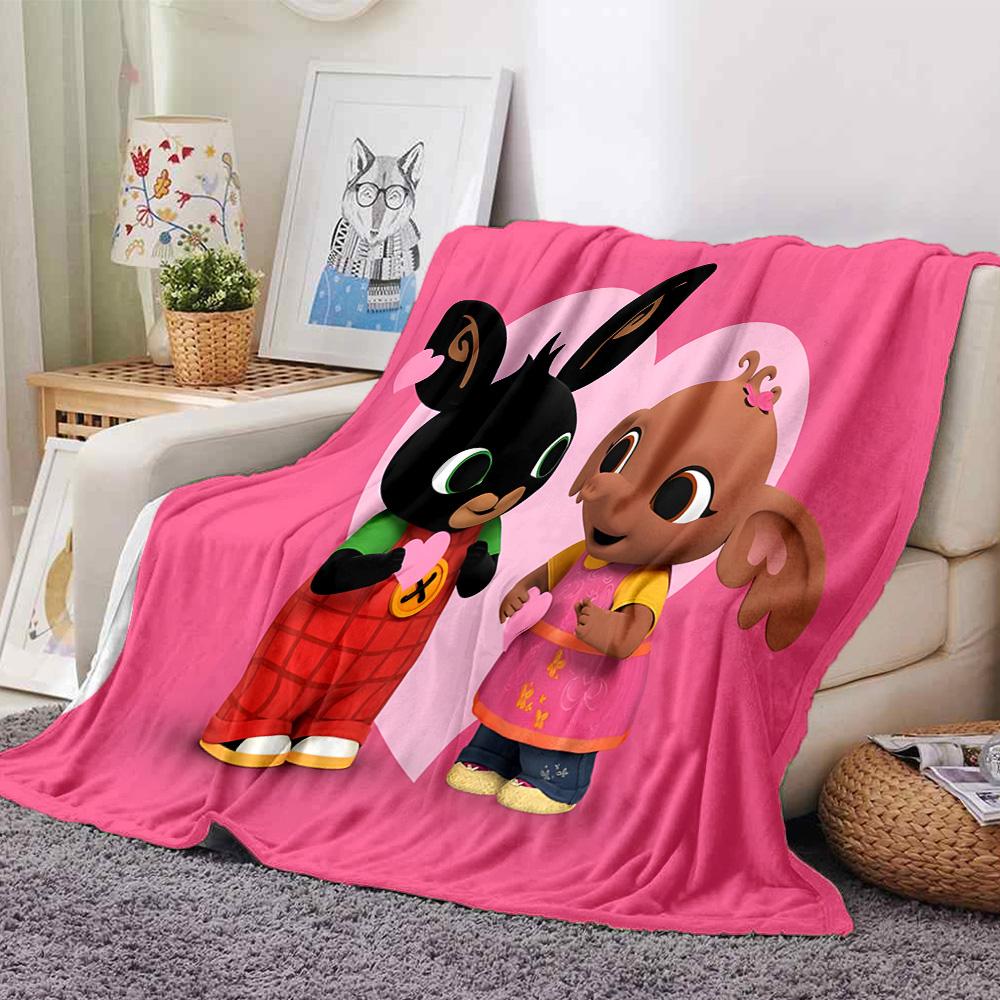 Rainbow Bing Friends Singing Flannel Blanket, Soft Polyester, Modern Design, All-Season for Camping, Travel, Gifts for holidays or birthdays