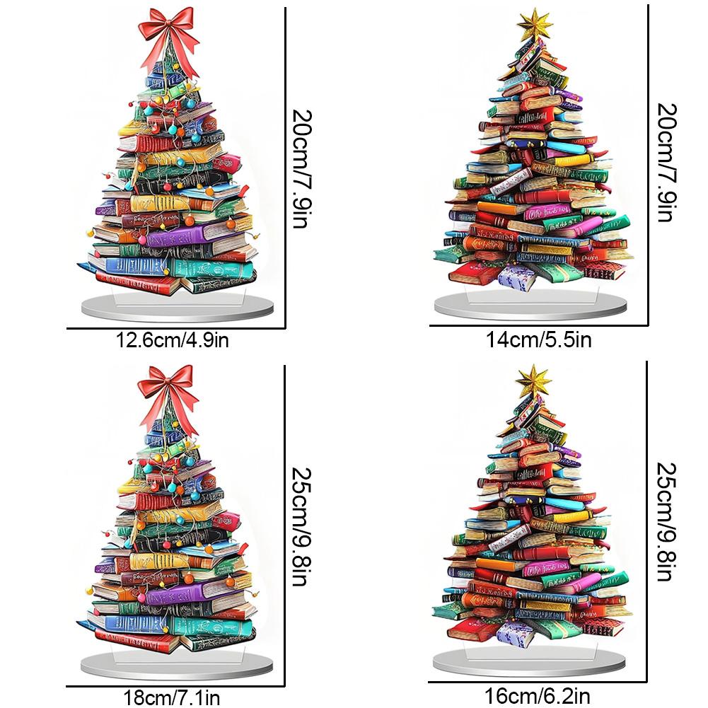 Novelty Book Christmas Tree Home Festival Inspirational Table Decoration High Quality Acrylic Gift Suitable For Parent Friend