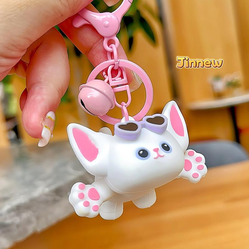 Jinnew Cartoon Fun Devon Rex Cat Sunglasses Keychain Collectible Gift For Cat Lovers And Friends