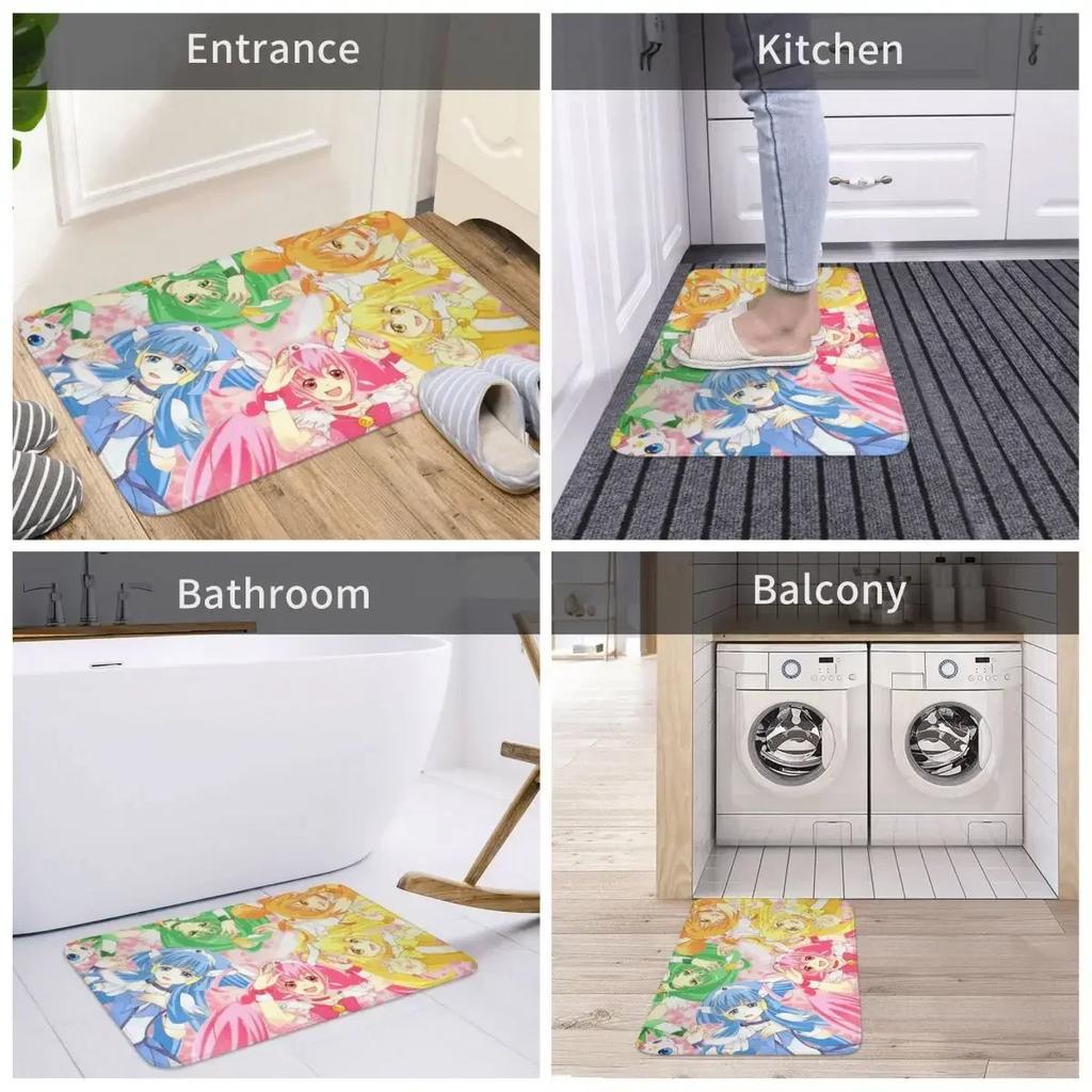 Pretty Cure Precure Princess Anime Bath Mat Smile All In One Rug Home Doormat Living Room Carpet Decoration