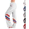 Women's Drawstring Lounge Pants Loose Fit Casual Sweatpants with Independence Day Flag Print and Elastic Waistband for Relaxed Wear
