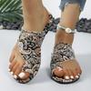 Fashion Plus Size 2025 Summer Women’s Open Toe Slippers Outdoor Casual Print Flat with Thong Sandal for Comfortable Daily Beach Slippers