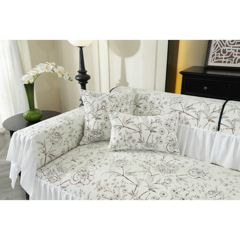 Sofa-Kissen im französischen Cremestil, Universelles rutschfestes Kissen für alle Jahreszeiten, Leichter Luxus Amerikanischer Europäischer Stil Sofaüberwurf Abdeckungstuch