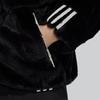 adidas Neo Winter Fur Stripe Zip Hoodie Fleece Jacket Women Outerwear Black HZ2432