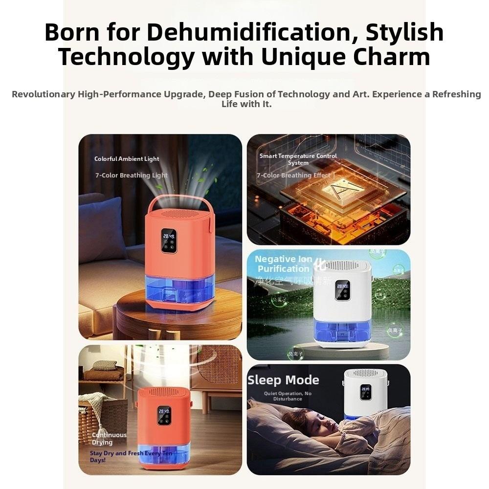 Deumidificatore Piccolo da 1,5L Prova Umidità Eliminatore Muffa Mini Silenzioso Deumidificatore Camera da Letto