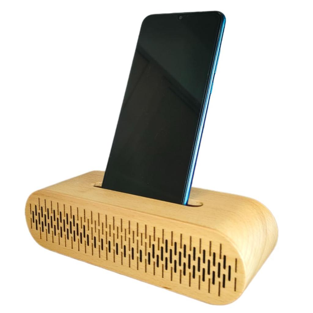 belaDESIGN Smartphone Stand Speaker Natural Wood No Power Supply Required Wooden Smartphone Speaker Just Place White Beech (WS1709D (Germany))