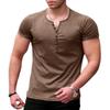 2026 Men's New Fashion Solid Color Short Sleeve T-shirt Casual Sports Button T-shirt Trendy Leggings