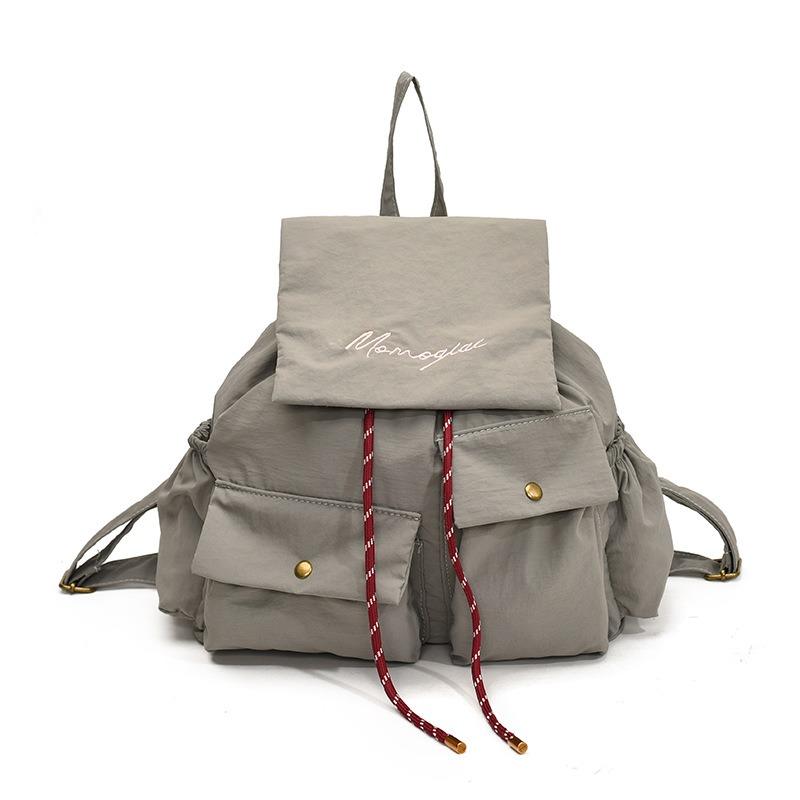 Casual bag backpack women's bag large capacity backpack new fashion texture solid color big bag summer
