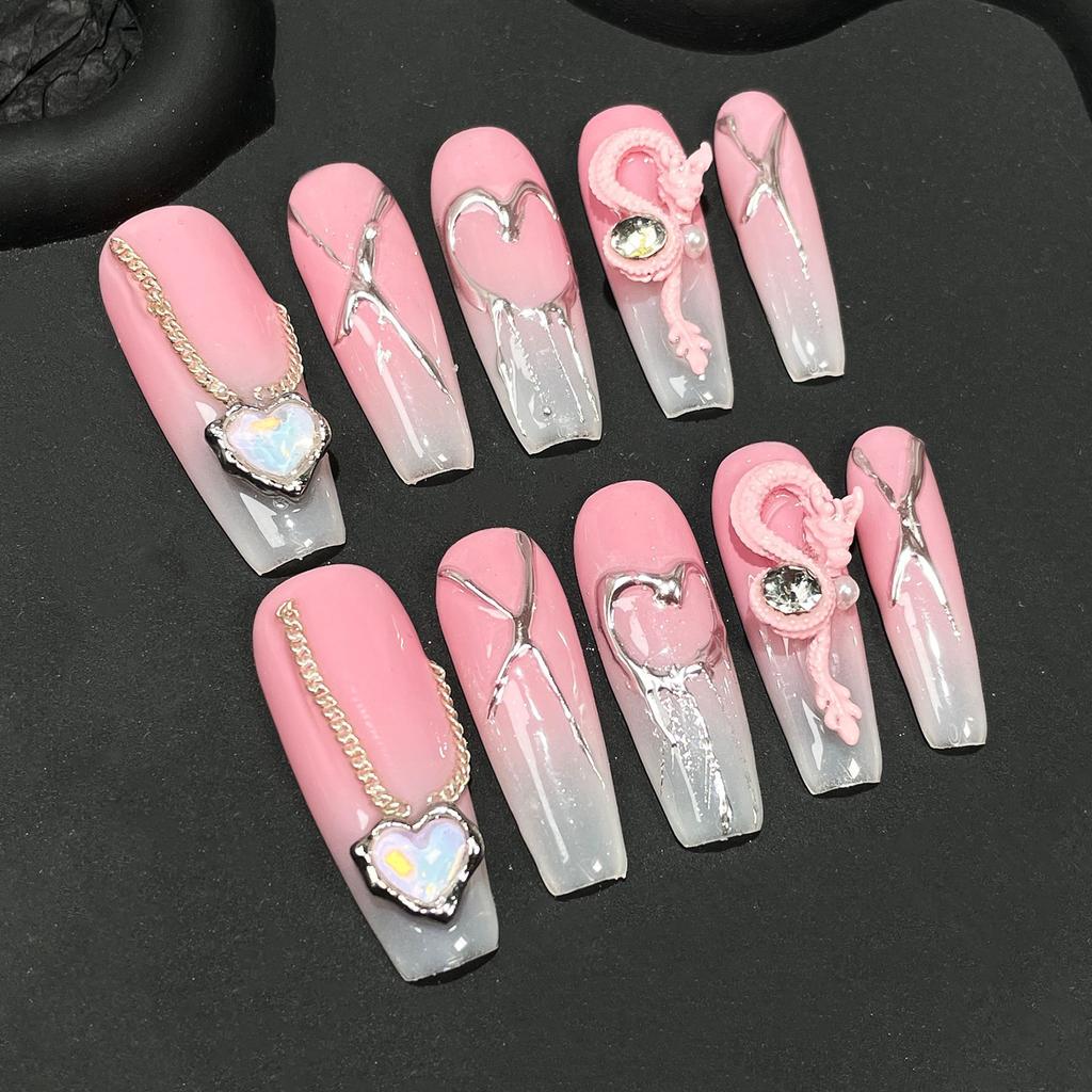Short Blue Ocean Cat Eye Meteor Press On Nails Metallic Hand Painted Acrylic False Nails With Glue