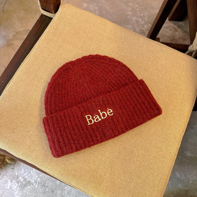 Letter Embroidered Woolen Hat Autumn and Winter Versatile Men and Women Outdoor Cycling Warm Pullover Knitted Woolen Hat