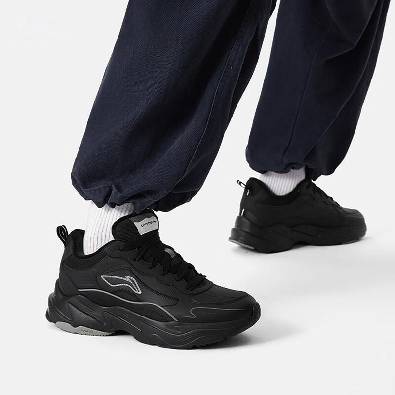 Li Ning Ln Defender Pohodlné Trendy Fleecové Protiskluzové Lehké Nízké Ležérní Boty Pánské Ležérní Boty Černá AGLV281-1