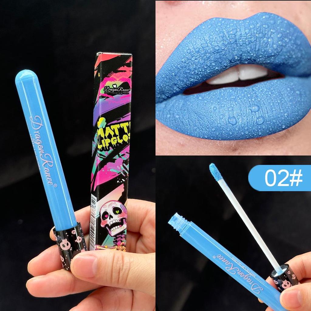 DragonRanee Vampire Matte Lip Glaze - Waterproof Halloween Retro Lipstick In White & Black