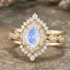 Luxury Gold Color Inlaid with Round White Stone Rings Set Fashion Party Engagement Wedding Rings for Women