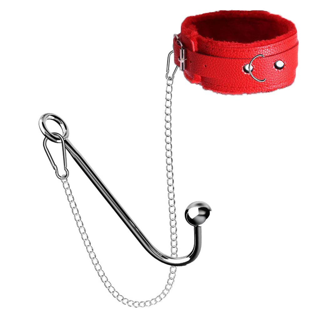 NEW Metal Anal Hook with Leather Collar Sexual Kits  Erotic Bondage Restraint Game for Fetish Couples Adult Anal Sex Toy