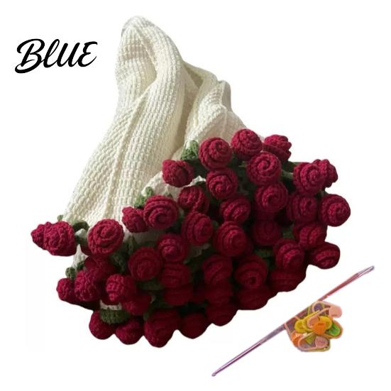 All-season Blanket Bouquet Rose Craft Set Crocheted DIY Flowers Crocheting Kit Floral Snuggle-worthy Gift