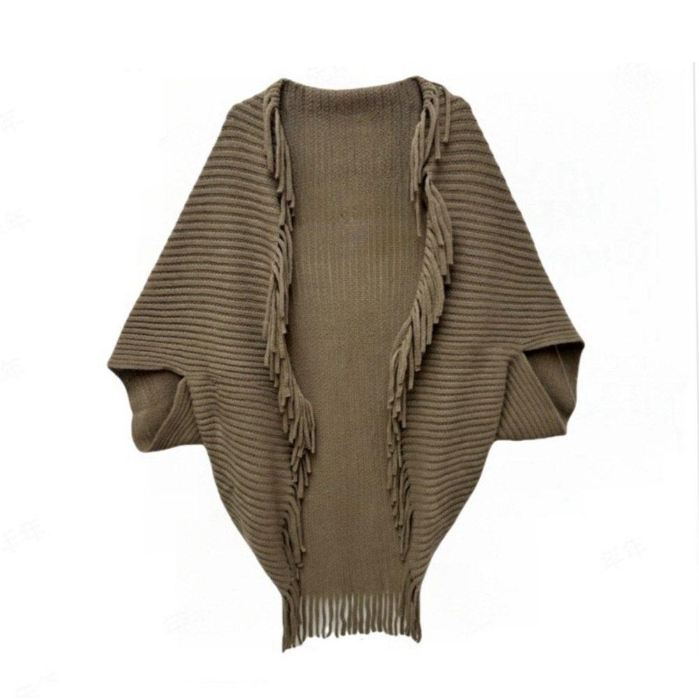 V-neck Women's Shawl Fringe Knit Shawl New Wraps Scarf Coat Spring Autumn
