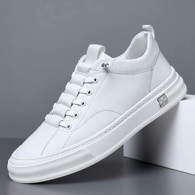 Mode Nya Äkta Läder Casual Skor Herr Vita Sneakers Mode Designer All-Match Fyra Årstider Retro Låg Topp Manliga Gång Loafers