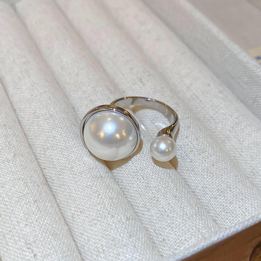 Imitation Pearl Pearl Ring Opening Adjustable Korean Pearl Ring Elegant Pearl Open Rings  Party