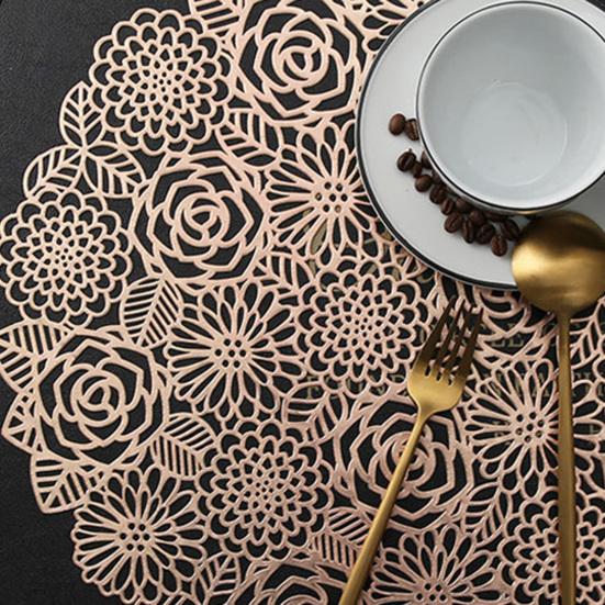 Place Mat Wide Application Foldable PVC Flower Hollow-carved Dinner Mat