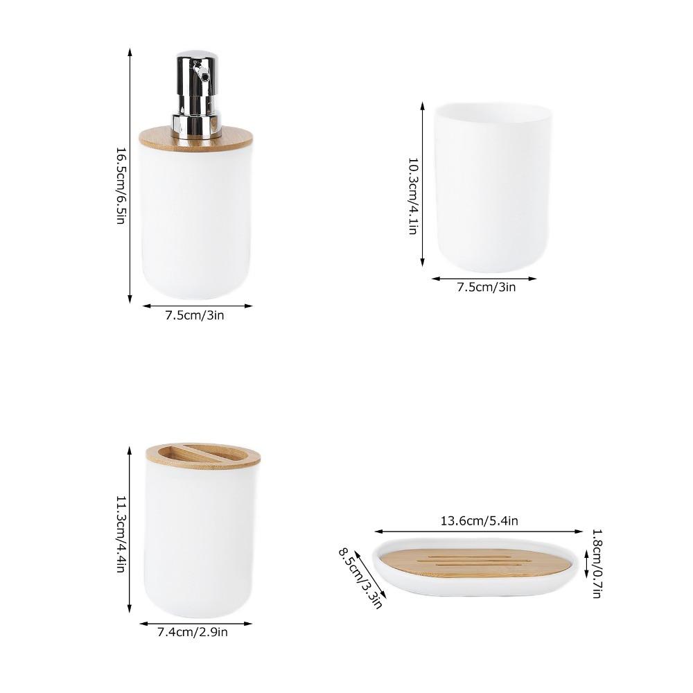 Plastic Bamboo Toothbrush Cup Set 4-Piece Bathroom Organizer Set Bathroom Accessory Set Family