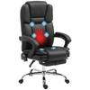Adjustable Office Chair with 6 Massage Points, Heating Function, Footrest, Faux Leather, Black