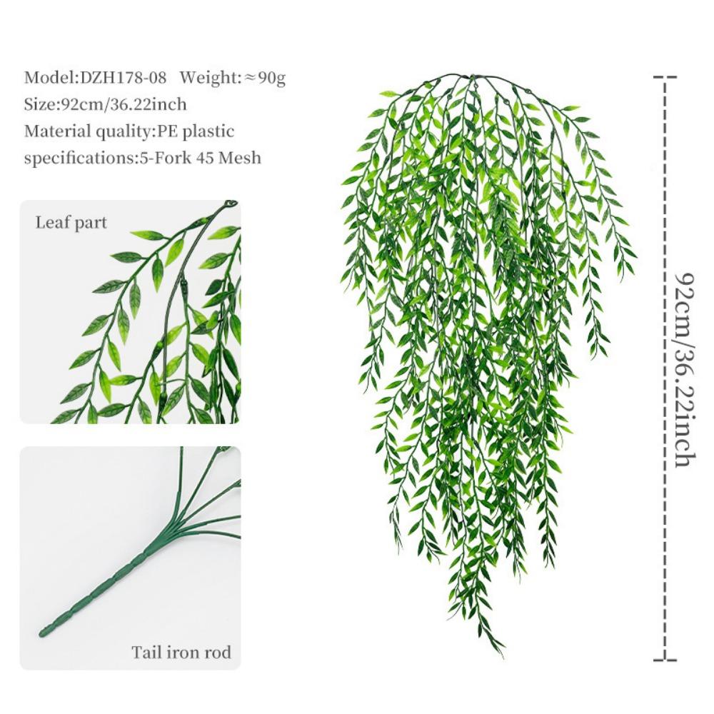 Green Hanging Vine Plastic Fern Grass Artificial Greenery Plants Photo Props Persian Leaf Green Leaves Vine Home Decoration