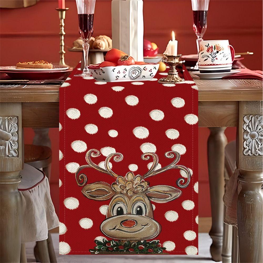 

Печатная рождественская скатерть-дорожка Счастливого Рождества Настольный флаг Новогодняя скатерть Домашний декор для вечеринки 8