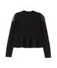 Natural Beauty Basics Sheer Shoulder Peplum Black Sweater, Knit, Women's,