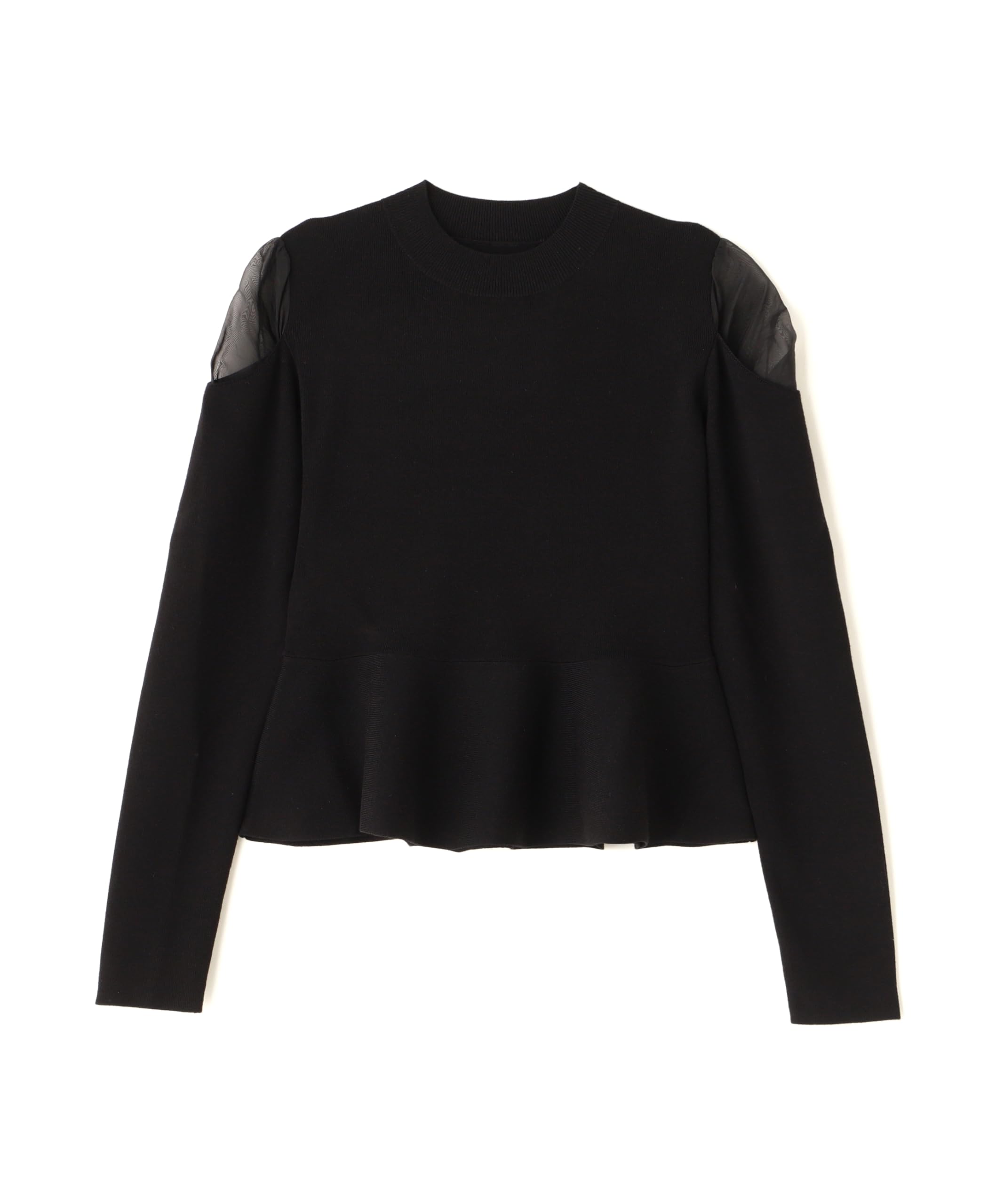 

Natural Beauty Basics Sheer Shoulder Peplum Black Sweater, Knit, Women s, чёрный