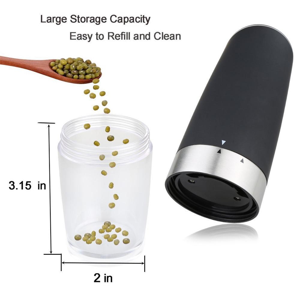 1PCS X  Black Electric Pepper Grinder or Salt Mill with Gravity Sensor Switch