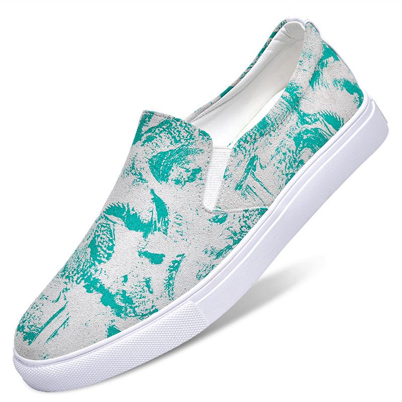 2024 European New Shoes for Men Genuine Leather Casual Shoes Trend Print Flat Skateboard Shoes Fashion Slip-on Loafers 38-46