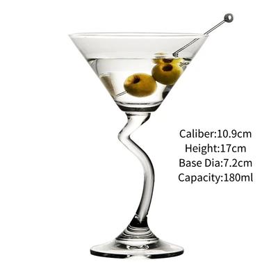 Verres à cocktail créatifs Tasses Verre à Martini incurvé Personnalisé Calice à Martini incurvé Articles de bar Accessoires pour la maison