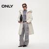 ONLY Women's 90% White Duck Down Mid-Length Puffer Jacket with Detachable Fur Collar