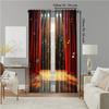 2 Pcs   Versatile Polyester Transparent Curtains for Home Decoration Red Curtain with Musical Notes for Use In Bedrooms and