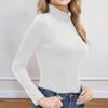 Women Bottoming Tops High Collar Long Sleeve Slim Fit Pullover Tops Solid Color Basic Turtleneck Blouse Daily Wear