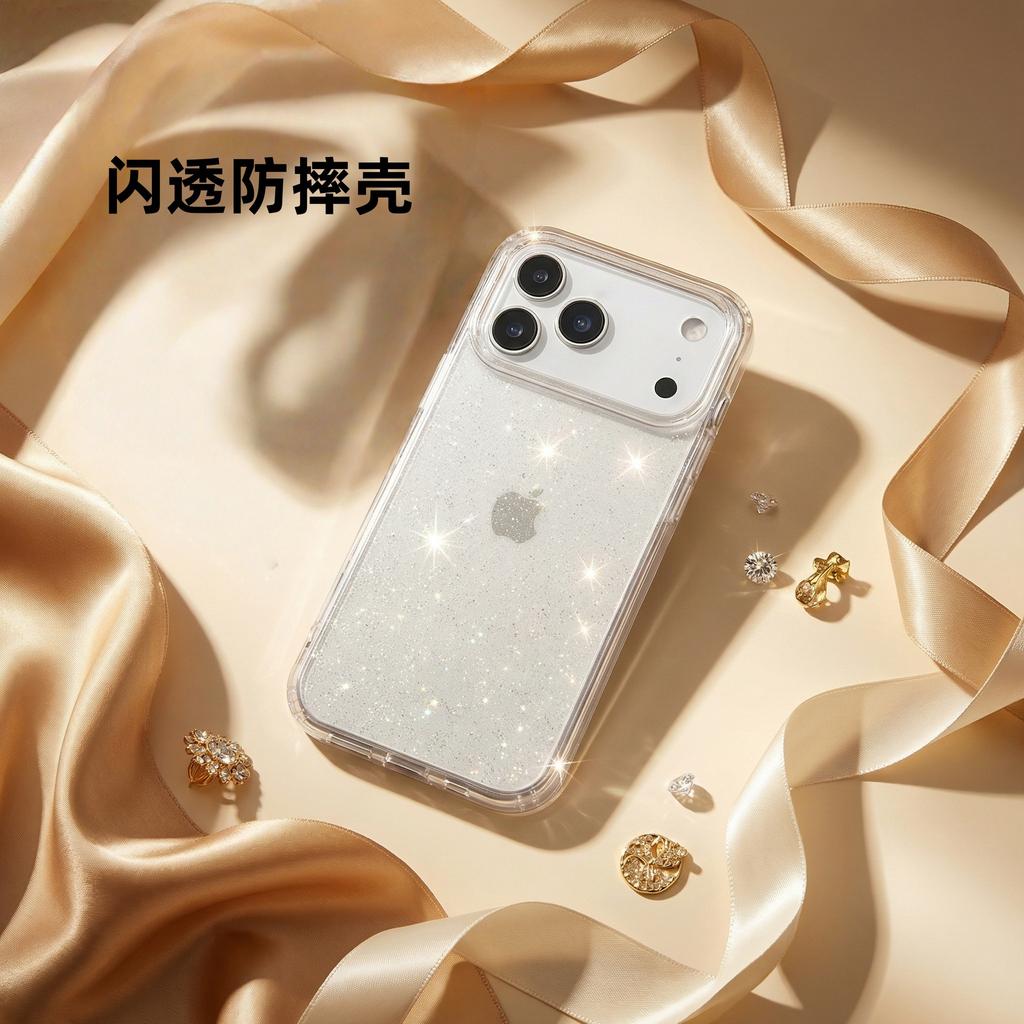 Suitable for Iphone17pro Glitter Mobile Phone Case Apple 17Air Acrylic Transparent Case 17promax