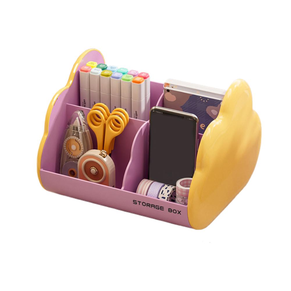 Makeup Storage Box Plastic Desktop Compartment Organizer For Office Desk Cosmetics Stationery Student Study Accessory Tools