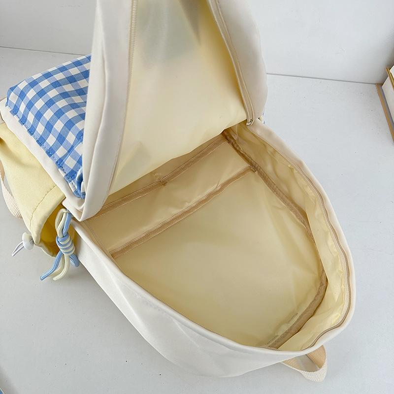 School Bag New Contrasting Color Backpack Versatile College Student Cute Fresh School Bag Light Casual Large Capacity Backpack