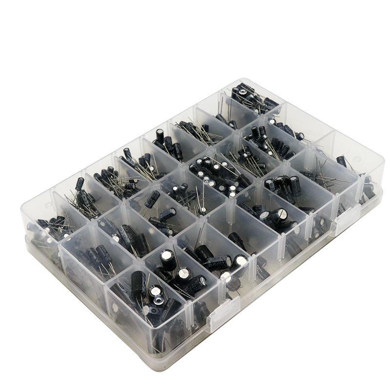 500 Electrolytic Capacitors Assortment Kit (24 Specs, 0.1uF - 1000uF Range)