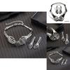 Gothic Punk Skeleton Necklace Earring Set With Metal Bone Hands For Halloween Costume