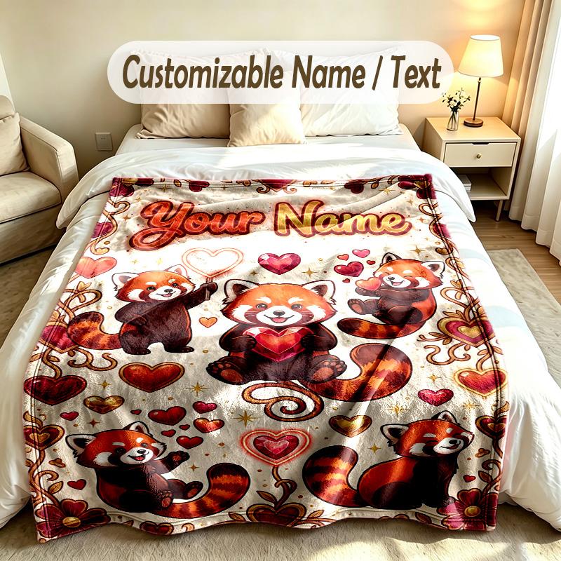 Valentine Love Theme Custom Blanket Personalized Name & Text Customized Soft Warm Throw Blanket Home Decor